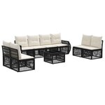 vidaXL Ensemble de canapé de jardin 9 pc Noir et blanc crème polyrotin