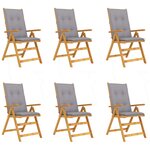 vidaXL Chaises pliables de jardin 6 Pièces avec coussins Bois d'acacia