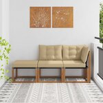 vidaXL Canapés modulaires d'extérieur 3 Pièce Naturel et Beige
