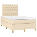 vidaXL Sommier à lattes de lit avec matelas Crème 120x200 cm Tissu