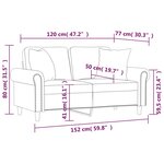 vidaXL Canapé 2 places avec oreillers bordeaux 120 cm similicuir