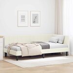 vidaXL Cadre de lit d'angle Crème 90 cm x 200 cm tissu