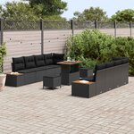 vidaXL Ensemble de canapé de jardin 11 Pièces Noir Poly rotin