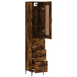 vidaXL Buffet haut Chêne fumé 34 5x34x180 cm Bois d'ingénierie
