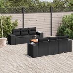 vidaXL Salon de jardin 7 Pièces avec coussins noir résine tressée