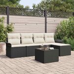 vidaXL Ensemble de canapé de jardin avec coussin 6 Pièces Noir Poly rotin