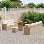 vidaXL Ensemble de canapé de jardin 10 Pièces Beige Poly rotin
