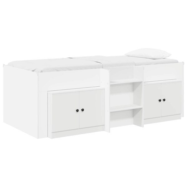 vidaXL Cadre de lit en loft avec armoire 3 Pièces Blanc Bois d'ingénierie