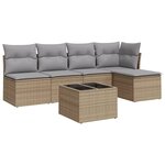 vidaXL Salon de jardin avec coussins 6 Pièces beige résine tressée