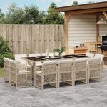 vidaXL Ensemble à manger de jardin et coussins 13 Pièces beige