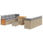 vidaXL Ensemble de canapé de jardin 11 Pièces Beige  gris clair
