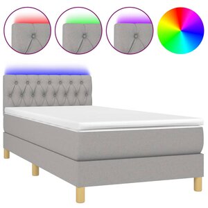 vidaXL Sommier à lattes de lit avec matelas et LED Gris clair 90x200cm