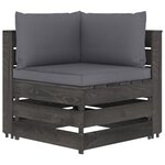 vidaXL Canapé de jardin 3 places avec coussins Bois imprégné de gris