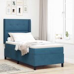 vidaXL Lit à Ressorts avec Matelas LED Bleu 90 x 200 cm Velours