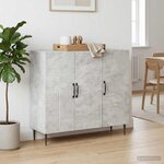 vidaXL Buffet Gris béton 89 x 34 5 x 80 cm Bois d'ingénierie