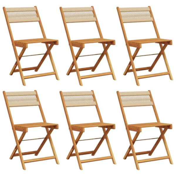 vidaXL Chaises de jardin pliantes lot de 6 beige bois d'acacia massif