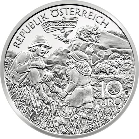 Pièce de monnaie 10 euro Autriche 2010 argent BE – Charlemagne dans l’Untersberg