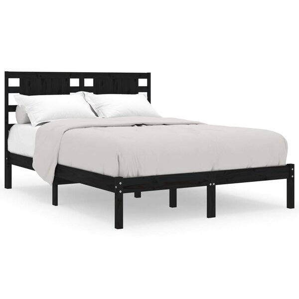 vidaXL Cadre de lit sans matelas noir 140x190 cm bois de pin massif