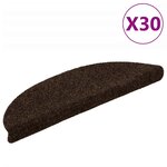 vidaXL Tapis d'escalier auto-adhésifs 30 pièces 56 x 17 x 3 cm Marron Demi-rond