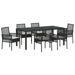 vidaXL Ensemble de salle à manger pour jardin 7 Pièces Noir