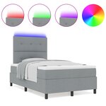 vidaXL Lit à ressorts avec matelas et LED grise  120 x 190 cm  en tissu