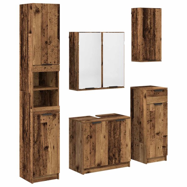 vidaXL Ensemble de mobilier de salle de bain 5 Pièces Bois ancien