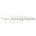 vidaXL Cadre de lit métal avec tête de lit/pied de lit blanc 200x200cm