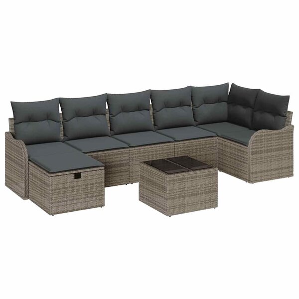 vidaXL Ensemble de canapé de jardin 8 Pièces Gris 287.5 x 122.5 x 85 cm