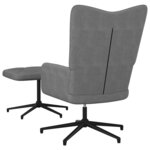 vidaXL Chaise de relaxation avec tabouret Gris foncé Tissu