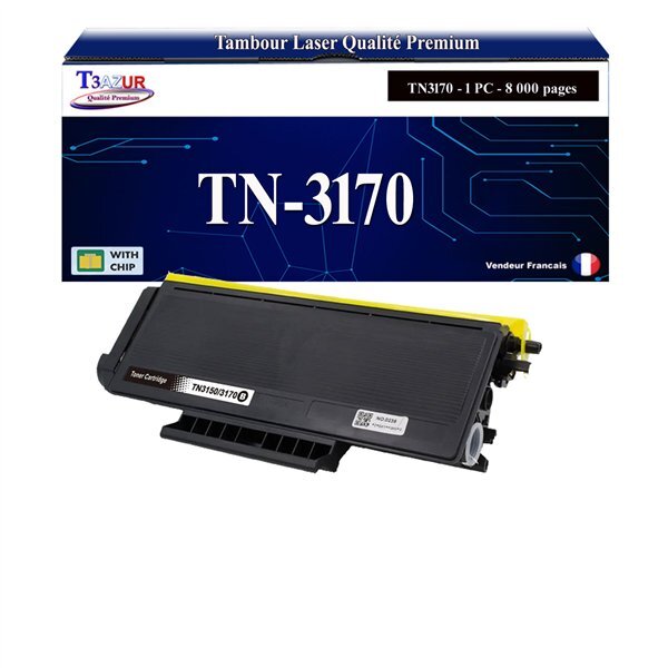 T3AZUR - Toner compatible avec Brother TN3170 pour Brother DCP-8060  DCP-8065DN Noir - 8 000 pages