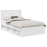 vidaXL Cadre de lit avec tête de lit Blanc 135 x 190 cm Pin massif