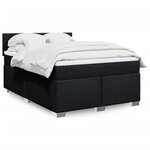 vidaXL Sommier à lattes de lit avec matelas Noir 140x190 cm Tissu
