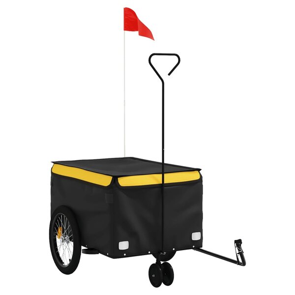vidaXL Remorque de vélo noir et jaune 30 kg fer
