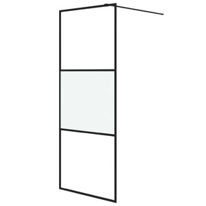 vidaXL Paroi de douche Noir 80x195 cm Verre ESG demi-dépoli