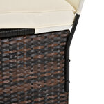 Lit de jardin modulable bain de soleil 2 places grand confort pare-soleil amovible matelas tétière crème résine tressée 4 fils chocolat