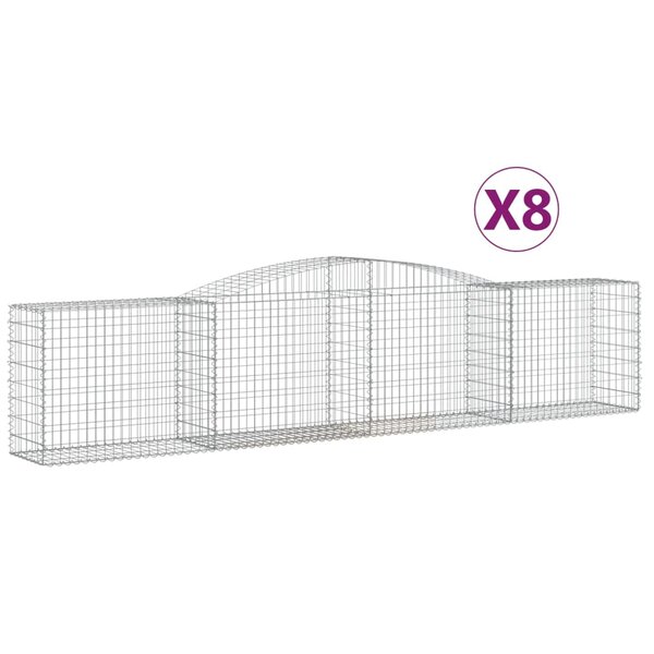 vidaXL Paniers à gabions arqués 8 Pièces 400x50x80/100 cm Fer galvanisé