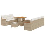 vidaXL Ensemble de canapé de jardin 10 Pièces Beige polyrotin