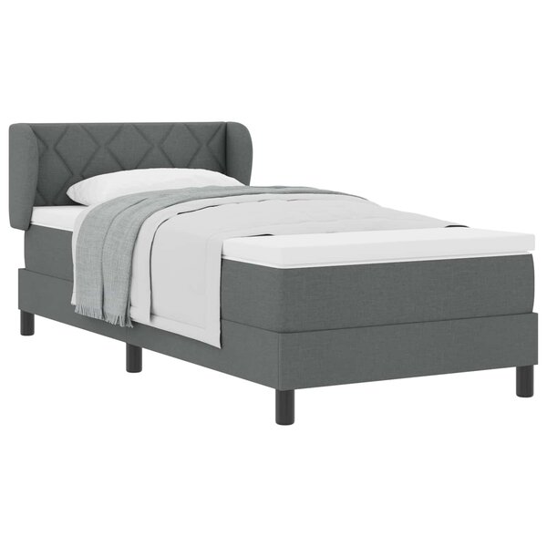 vidaXL Lit à ressorts avec matelas Gris foncé 90 x 200 cm tissu