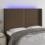 vidaXL Tête de lit à LED Marron foncé 147x16x118/128 cm Tissu