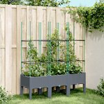vidaXL Jardinière avec treillis gris 120x40x142 5 cm PP