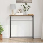 Table Console en Bois Vieilli 75x19 5x75 cm en Bois Agencé et Acier