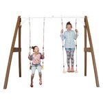 AXI Portique double 2 balancoires en bois Marron Blanc 160x254x207cm