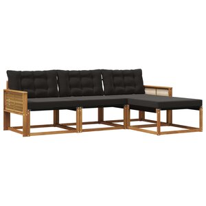 vidaXL Ensemble de canapés d'extérieur 4 pc Naturel et noir