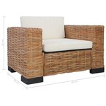 vidaXL Fauteuil avec coussins Rotin naturel