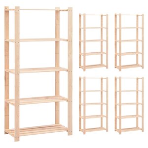 vidaXL Étagères de rangement à 5 niveaux 5 Pièces 80x38x170 cm Pin 250 kg