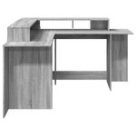 vidaXL Bureau et lumières LED sonoma gris 152x152x91cm bois ingénierie