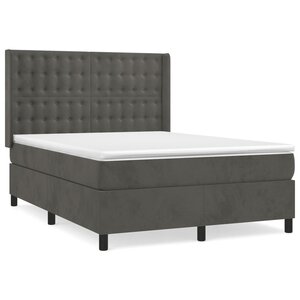 vidaXL Sommier à lattes de lit et matelas Gris foncé 140x190cm Velours