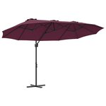 vidaXL Parasol Bordeaux 372 x 198 x 243 cm Polyester et Aluminium