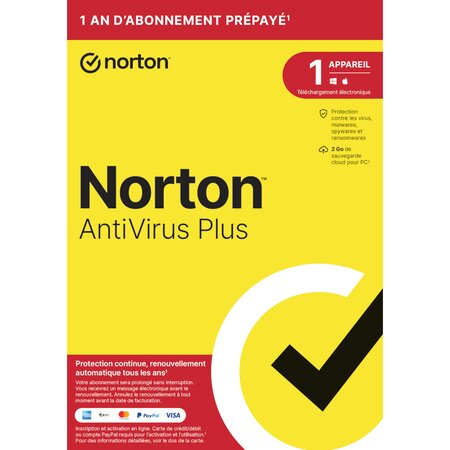 Norton antivirus plus  - licence 1 an - 1 poste - a télécharger