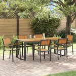 vidaXL Ensemble de salle à manger pour jardin 7 Pièces Noir et marron